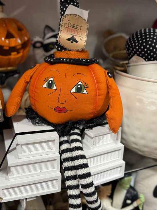 Other - Halloween Plush Pumpkin Doll with Striped Legs - Orange